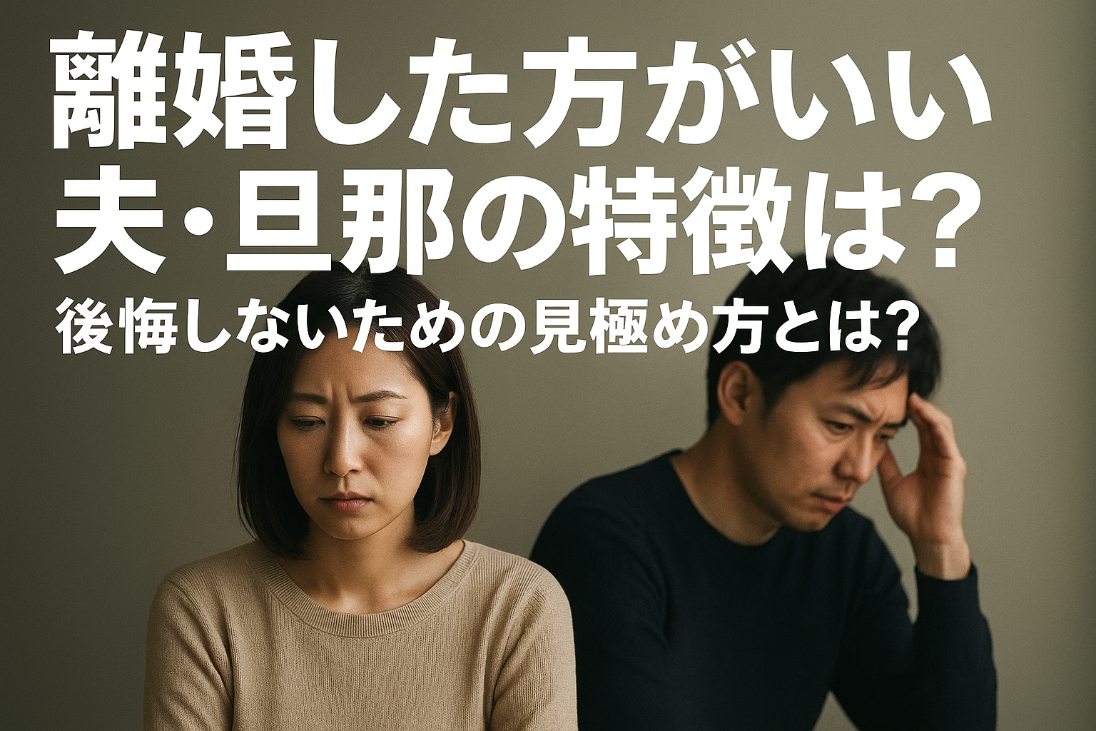 離婚した方がいい夫・旦那の特徴は？後悔しないための見極め方とは？