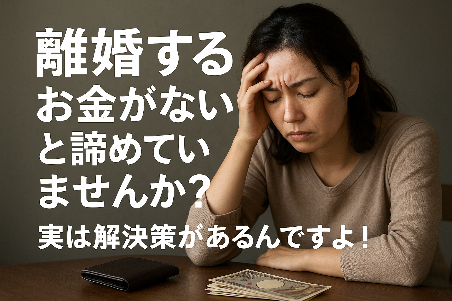 離婚するお金がないと諦めていませんか?実は解決策があるんですよ!